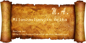 Miloszavlyevits Arika névjegykártya